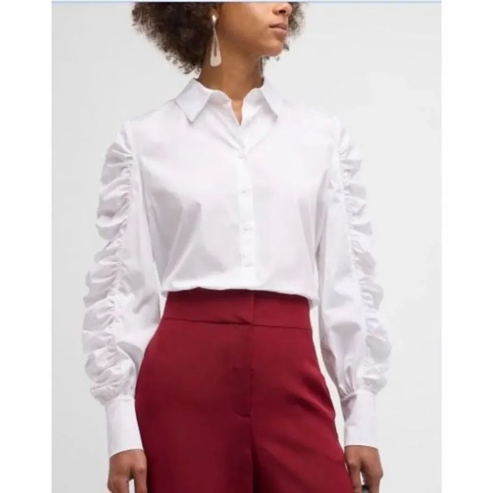 Harshman Juliana Shirt White Long Sleeve Ruffled Women’s Sz XS (2-4) NWT